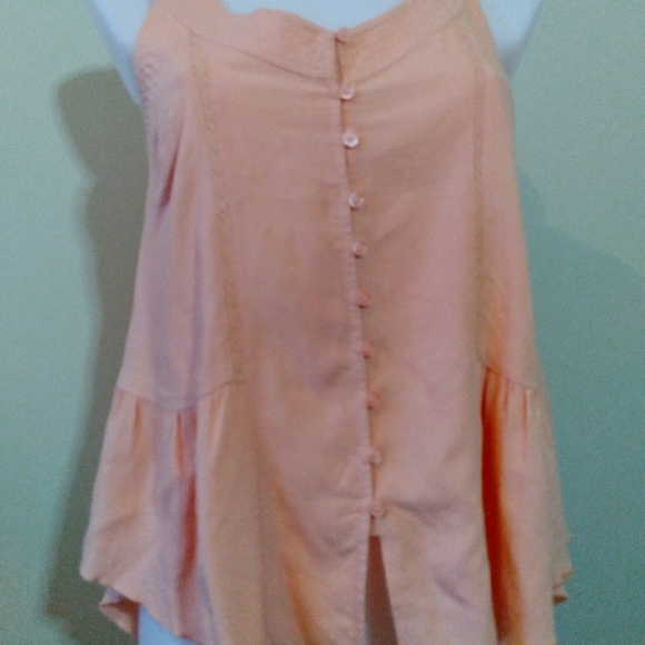 Pretty Sleeveless Button Up,High-Low Blouse, Pink/Rose - Picture 1 of 12